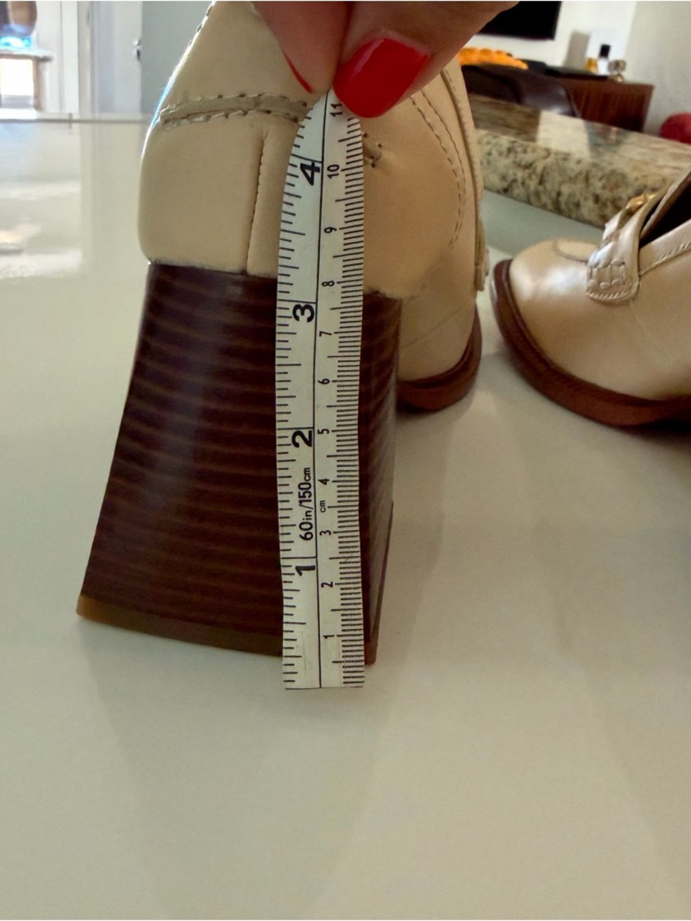 NWOT Sam Edelman Cream and Brown Leather Block Heel Loafers with Gold Chain - Picture 7 of 16